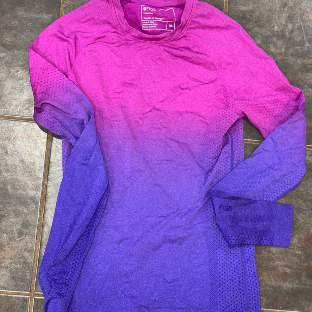Figs Gradient Pink and Purple Long Sleeve Shirt